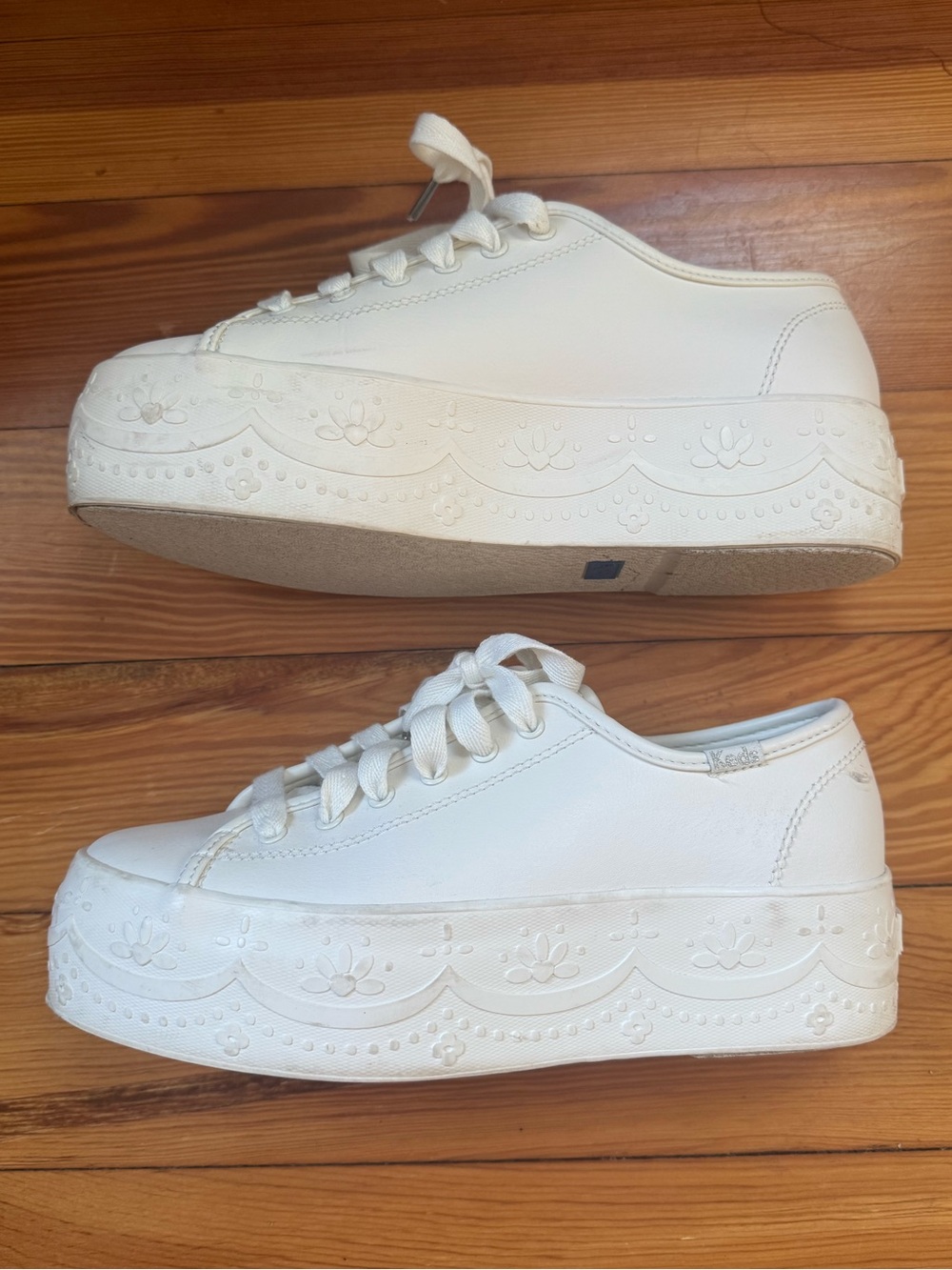 Keds Women's Triple Up Leather Lace Foxing Sneaker, White